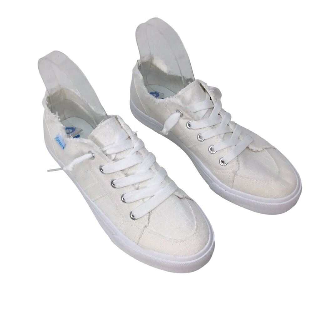 Obtaom Fashion Canvas Sneaker Natural White Size 8 Low Top Slip On Shoes Walking